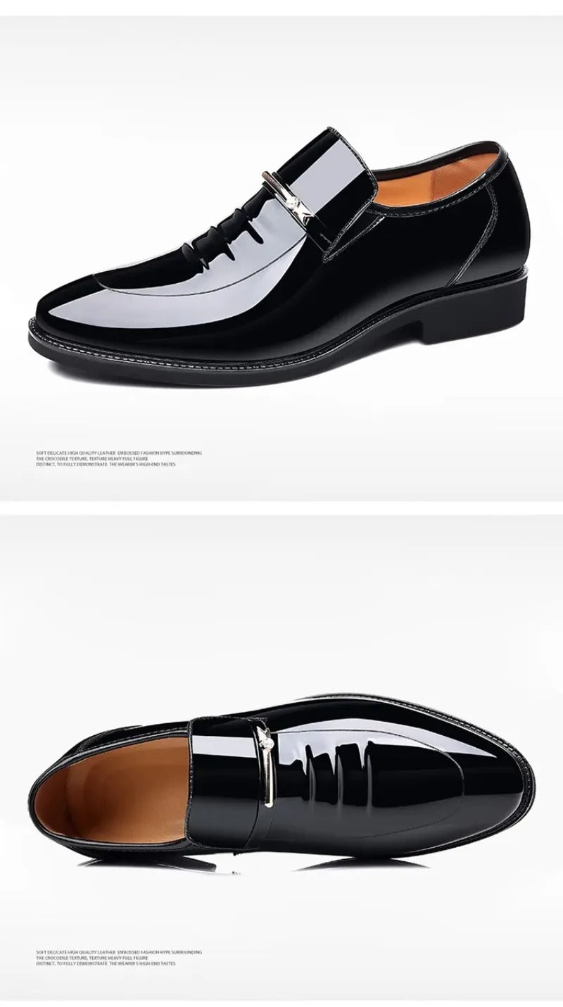 Mens Dress Shoes Formal Business Oxford High Gloss Patent Slip On Loafers Comfortable Casual Driving Boat Shoe For Men