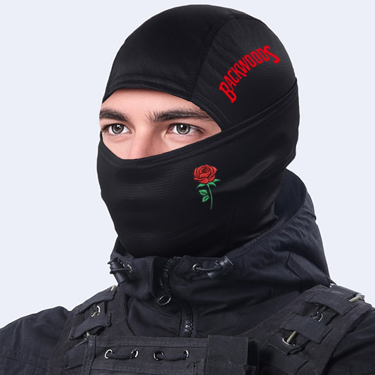 1pc/2pcs optional - Rose BackWOODS printed balaclava hat windproof dustproof breathable - unisex outdoor sports full face mask