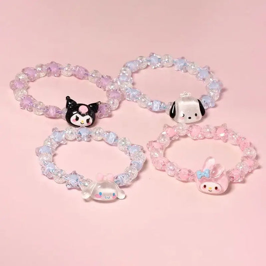 Cute Sanrio Crystal Couple Bracelet Cartoon Melody Kuromi Handmade Gift for Best Friend's Birthday