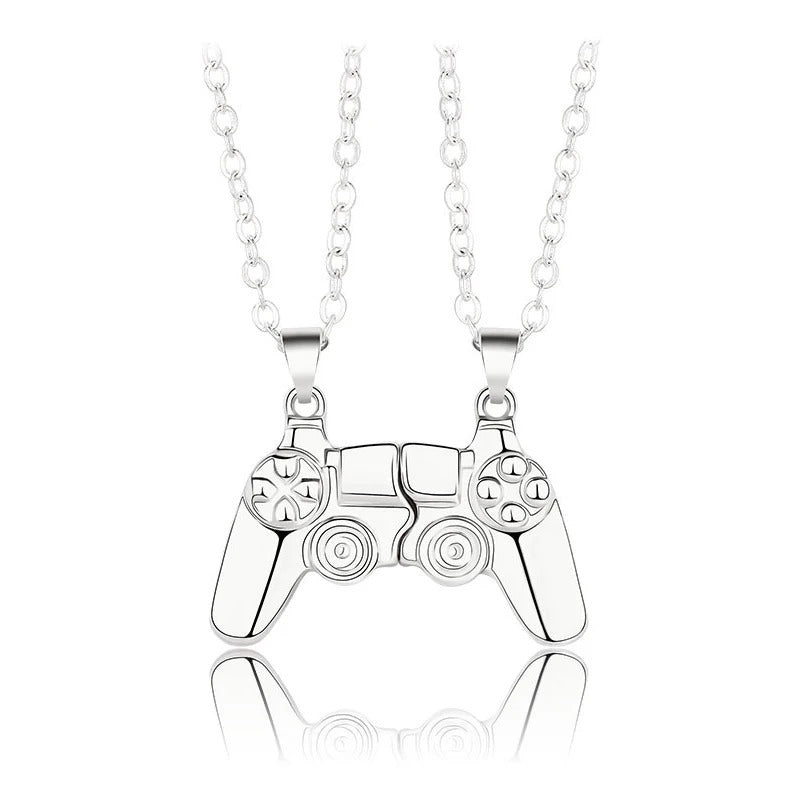 Magnetic Game Controller Necklace, Gold and Silver Color, PS4 Console Pendant, Valentine's Day Gift, 2 Pieces Per Set