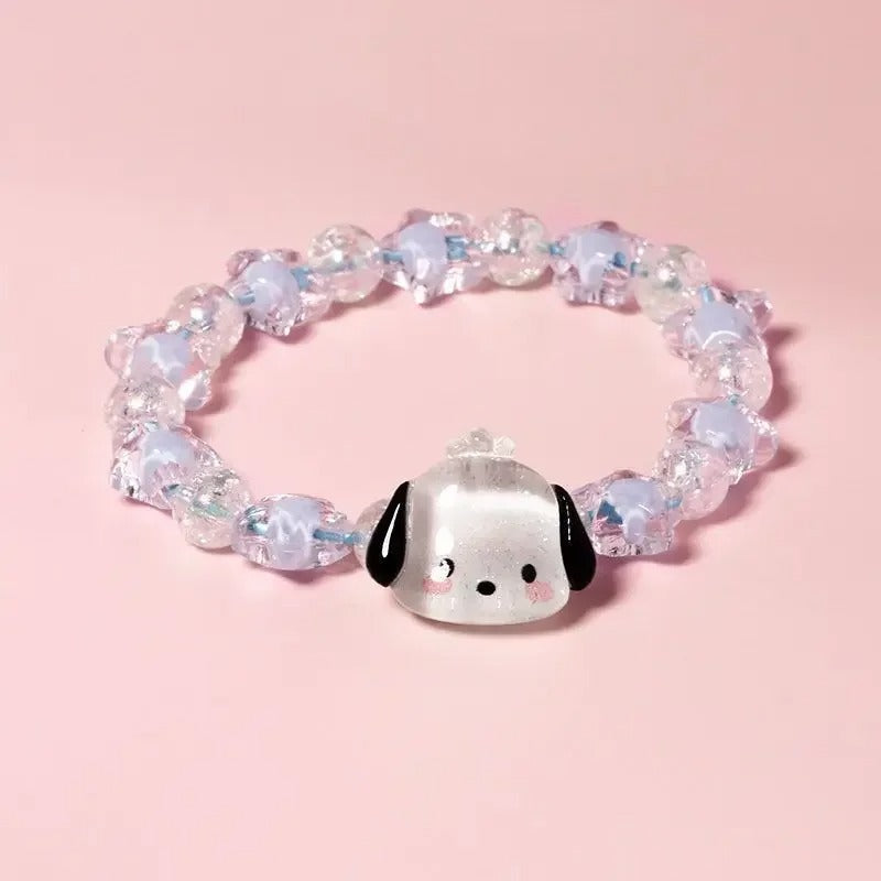 Cute Sanrio Crystal Couple Bracelet Cartoon Melody Kuromi Handmade Gift for Best Friend's Birthday