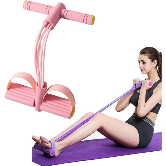 6-Tube Abdominal Resistance Bands, 38cm Portable Sit-Up Assist, TPE & NBR Foam, Perfect for Home Gym, Office, and Travel Workouts