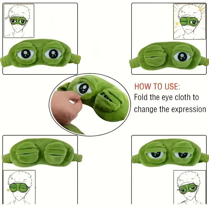 3D Frog Sleep Mask Natural Sleeping Eyeshade Women Men Creative Cartoon Soft Portable Blindfold Travel Office Eyepatch