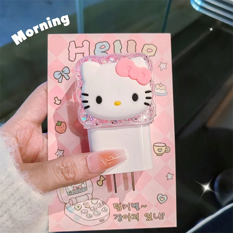 Cartoon Hello Kitty Charger Data Cable Case Protector And Winding Kit For 20W Fast Charger Adapter Phone Charger Case