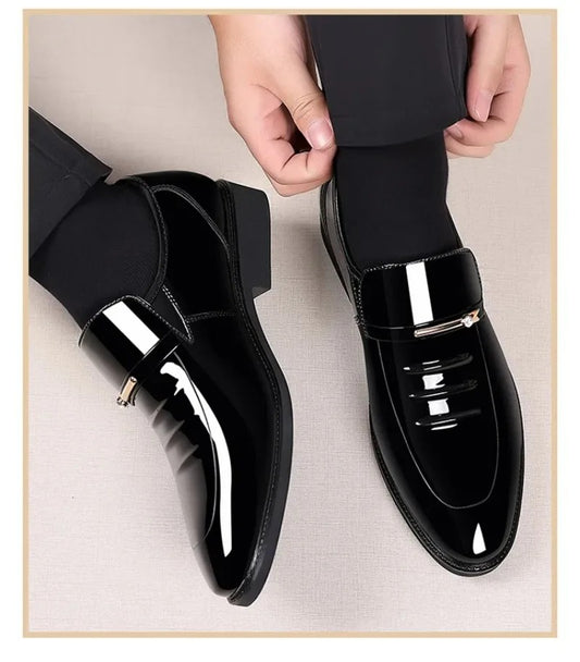 Mens Dress Shoes Formal Business Oxford High Gloss Patent Slip On Loafers Comfortable Casual Driving Boat Shoe For Men