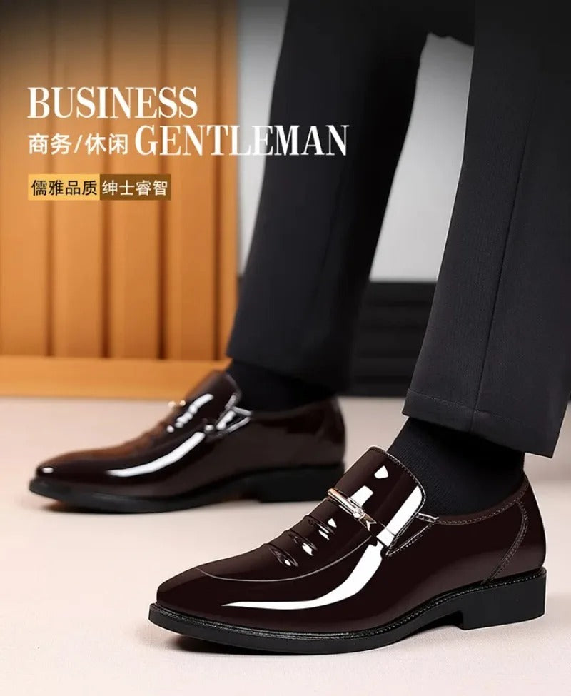 Mens Dress Shoes Formal Business Oxford High Gloss Patent Slip On Loafers Comfortable Casual Driving Boat Shoe For Men
