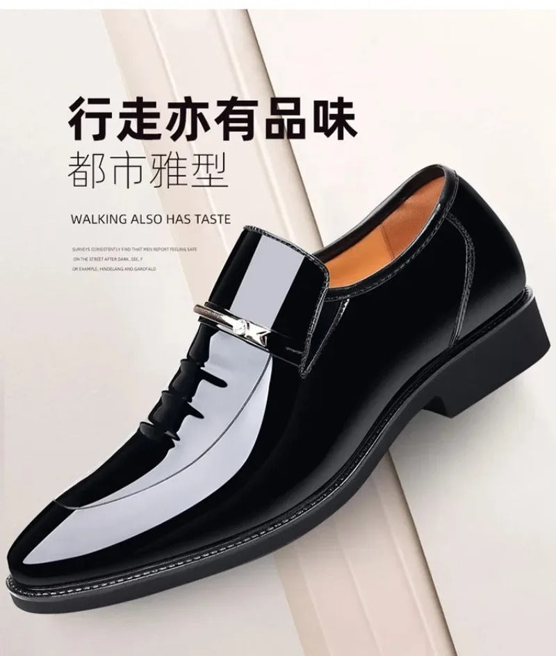 Mens Dress Shoes Formal Business Oxford High Gloss Patent Slip On Loafers Comfortable Casual Driving Boat Shoe For Men