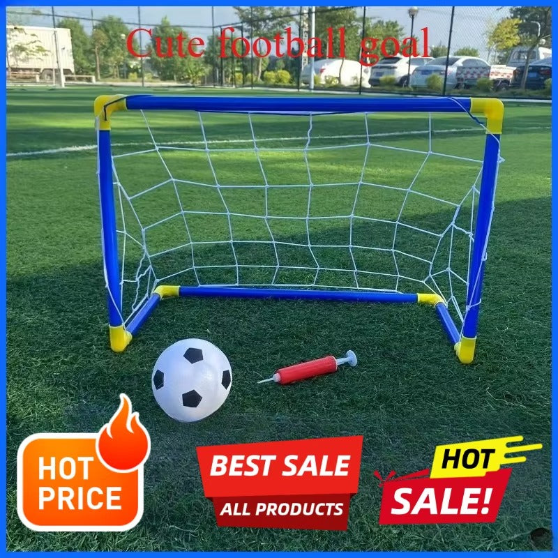 Portable Indoor/Outdoor Toy Football Goal Set44x25cm - Micro Soccer Net Pump & Ball Lightweight Kids Training Park Beach Games
