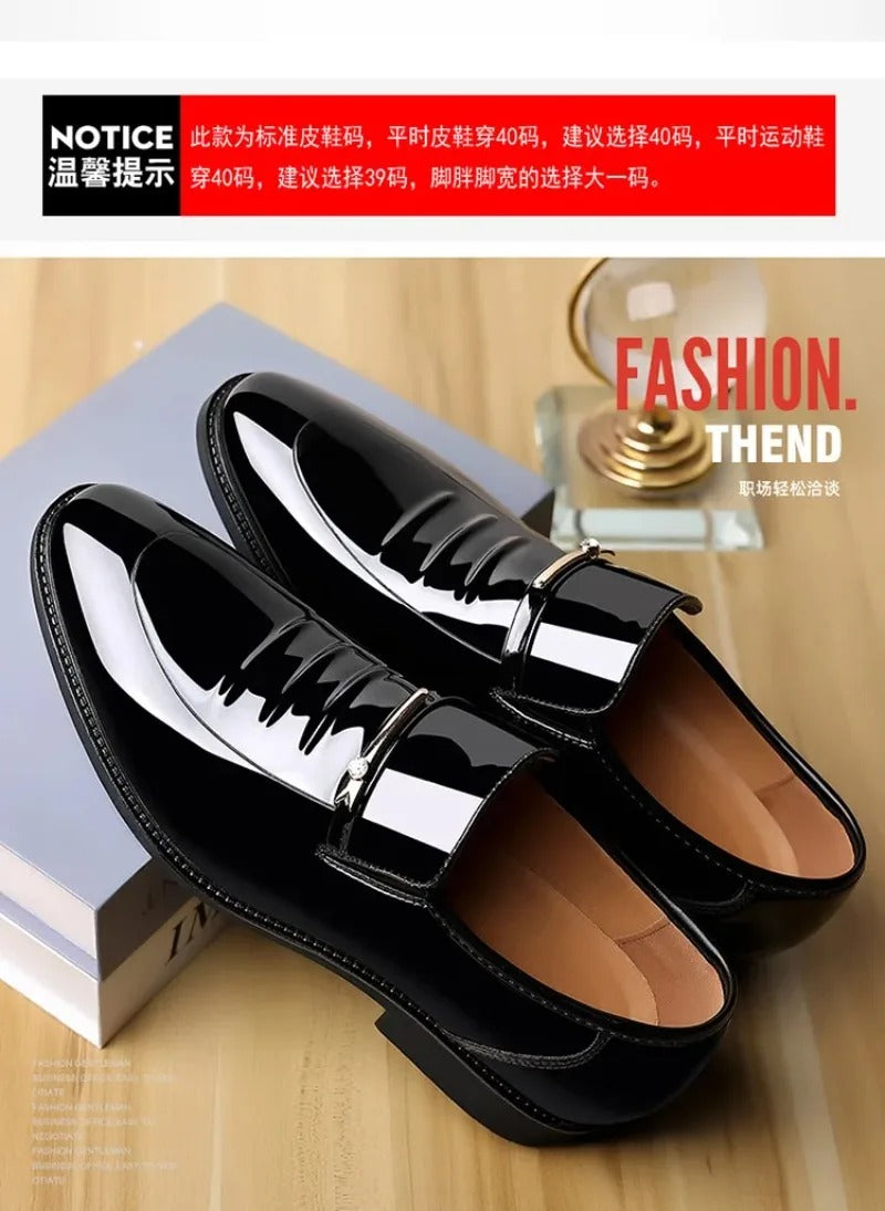 Mens Dress Shoes Formal Business Oxford High Gloss Patent Slip On Loafers Comfortable Casual Driving Boat Shoe For Men