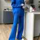 Autumn Winter 2 Pieces Women Sets Knitted Tracksuit Turtleneck Sweater and Straight Jogging Pants Suits