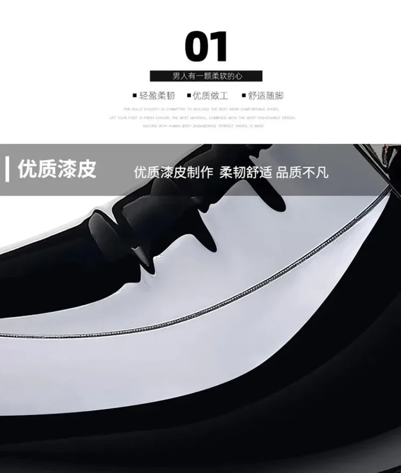 Mens Dress Shoes Formal Business Oxford High Gloss Patent Slip On Loafers Comfortable Casual Driving Boat Shoe For Men