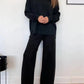 Autumn Winter 2 Pieces Women Sets Knitted Tracksuit Turtleneck Sweater and Straight Jogging Pants Suits