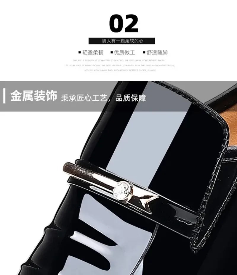 Mens Dress Shoes Formal Business Oxford High Gloss Patent Slip On Loafers Comfortable Casual Driving Boat Shoe For Men