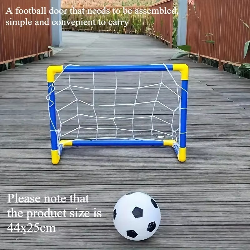 Portable Indoor/Outdoor Toy Football Goal Set44x25cm - Micro Soccer Net Pump & Ball Lightweight Kids Training Park Beach Games
