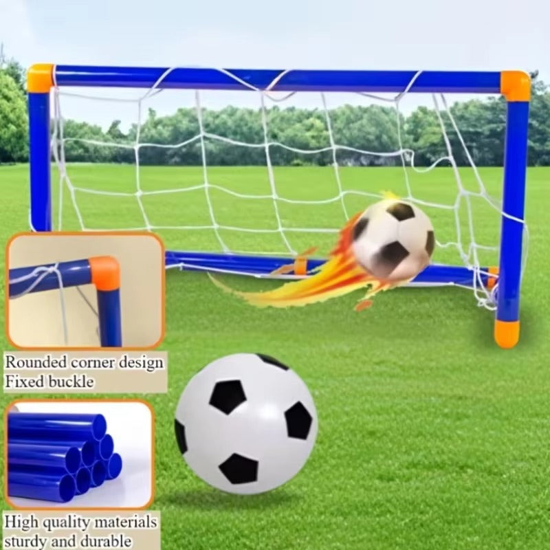 Portable Indoor/Outdoor Toy Football Goal Set44x25cm - Micro Soccer Net Pump & Ball Lightweight Kids Training Park Beach Games