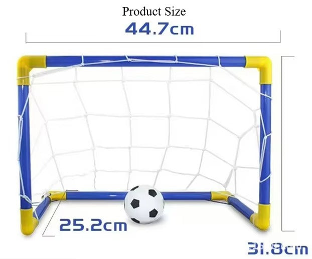 Portable Indoor/Outdoor Toy Football Goal Set44x25cm - Micro Soccer Net Pump & Ball Lightweight Kids Training Park Beach Games