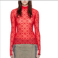 See Through Brand Women Tops Tulle Mesh Versatile Long Sleeve Moon Flocked Shirt Casual Thin Blouses Y2k Sexy Sheer Blusas 959P