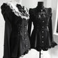 Y2k Aesthetic Lolita Style Bow Dress Shorts Set Japanese Women Gothic Lace Flare Sleeve Button Shirt Dress Punk Party Mini Dress