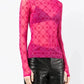 See Through Brand Women Tops Tulle Mesh Versatile Long Sleeve Moon Flocked Shirt Casual Thin Blouses Y2k Sexy Sheer Blusas 959P