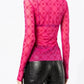 See Through Brand Women Tops Tulle Mesh Versatile Long Sleeve Moon Flocked Shirt Casual Thin Blouses Y2k Sexy Sheer Blusas 959P
