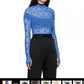 See Through Brand Women Tops Tulle Mesh Versatile Long Sleeve Moon Flocked Shirt Casual Thin Blouses Y2k Sexy Sheer Blusas 959P