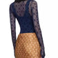 See Through Brand Women Tops Tulle Mesh Versatile Long Sleeve Moon Flocked Shirt Casual Thin Blouses Y2k Sexy Sheer Blusas 959P