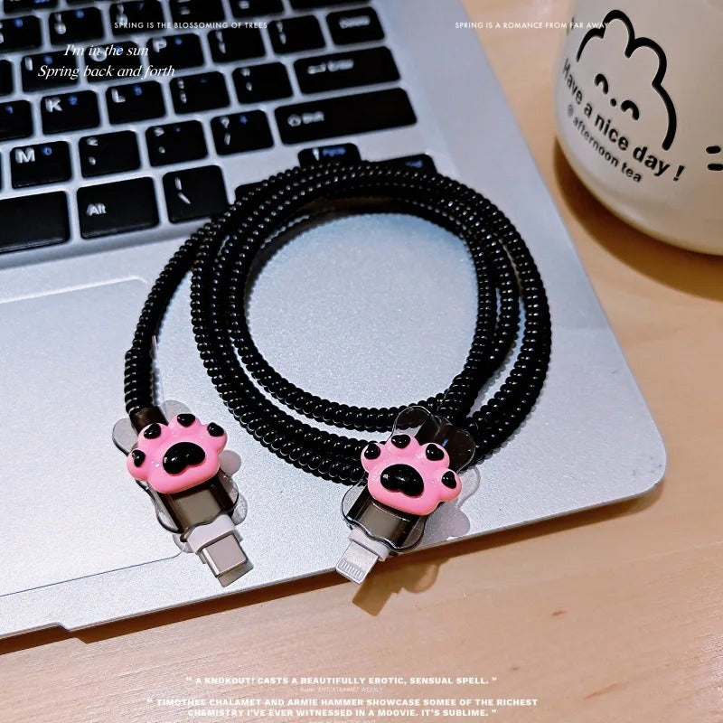 Cartoon Hello Kitty Charger Data Cable Case Protector And Winding Kit For 20W Fast Charger Adapter Phone Charger Case
