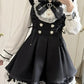 Y2k Aesthetic Lolita Style Bow Dress Shorts Set Japanese Women Gothic Lace Flare Sleeve Button Shirt Dress Punk Party Mini Dress