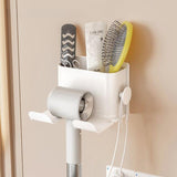 1pc Hair dryer storage rack, non perforated bathroom wall mounted bracket, bathroom air duct storage