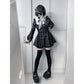 Y2k Aesthetic Lolita Style Bow Dress Shorts Set Japanese Women Gothic Lace Flare Sleeve Button Shirt Dress Punk Party Mini Dress
