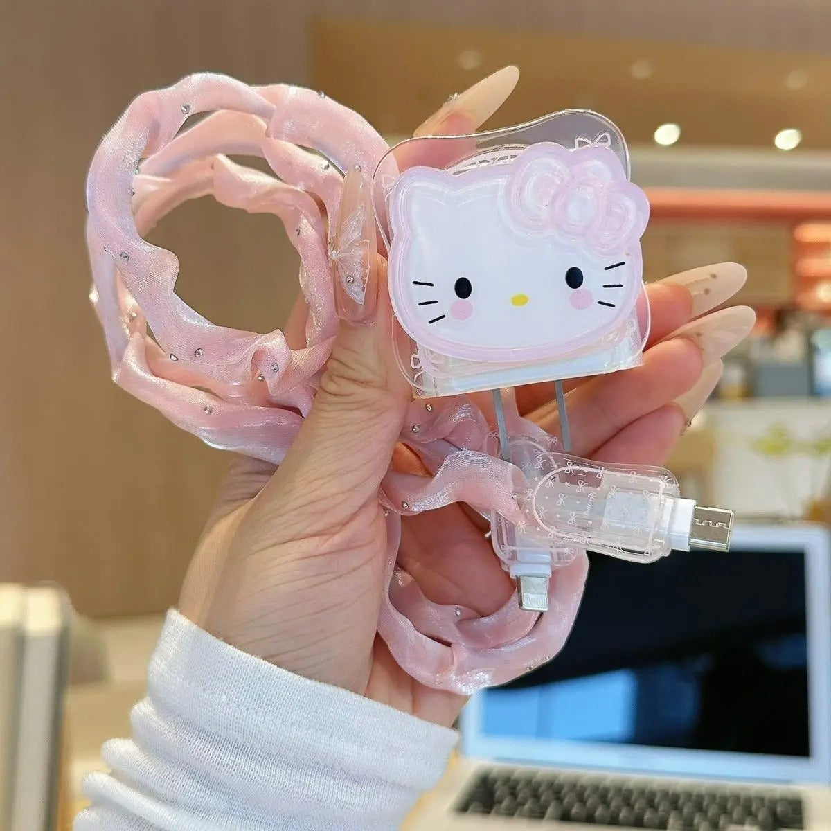 Cartoon Hello Kitty Charger Data Cable Case Protector And Winding Kit For 20W Fast Charger Adapter Phone Charger Case