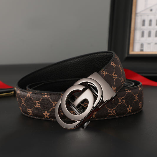 Men belt Genuine Leather Belt Metal Alloy Automatic Buckle Brand Luxury Design Waist Belts for Men Strap Male