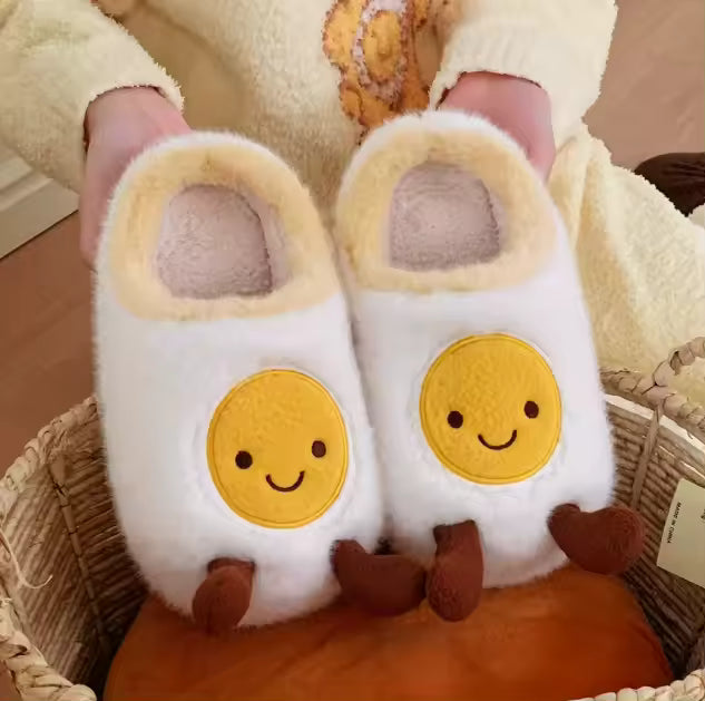 Couples Winter Home Slippers Fun Croissant Bread Design Thick Soled Anti Slip Cute Cotton Indoor Household Slipper For Men Women