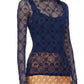 See Through Brand Women Tops Tulle Mesh Versatile Long Sleeve Moon Flocked Shirt Casual Thin Blouses Y2k Sexy Sheer Blusas 959P