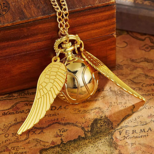 large small Golden Snitch spherical quartz pocket watch fashion sweater angel wing necklace pendant men and women pocket watch