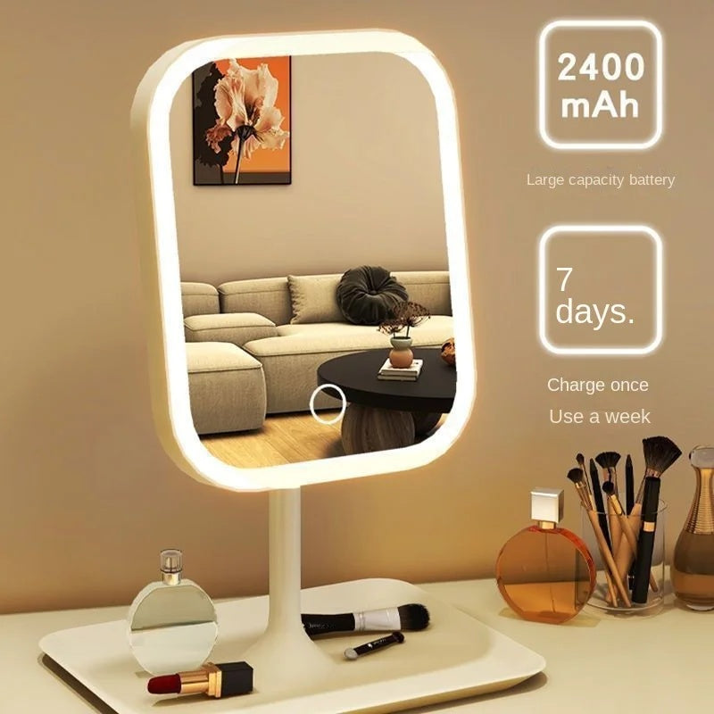Niche Modern Desktop Vanity Mirror 3 Colour Light LED Makeup Mirror Touching Mirror Women Bedroom Dressing Mirror