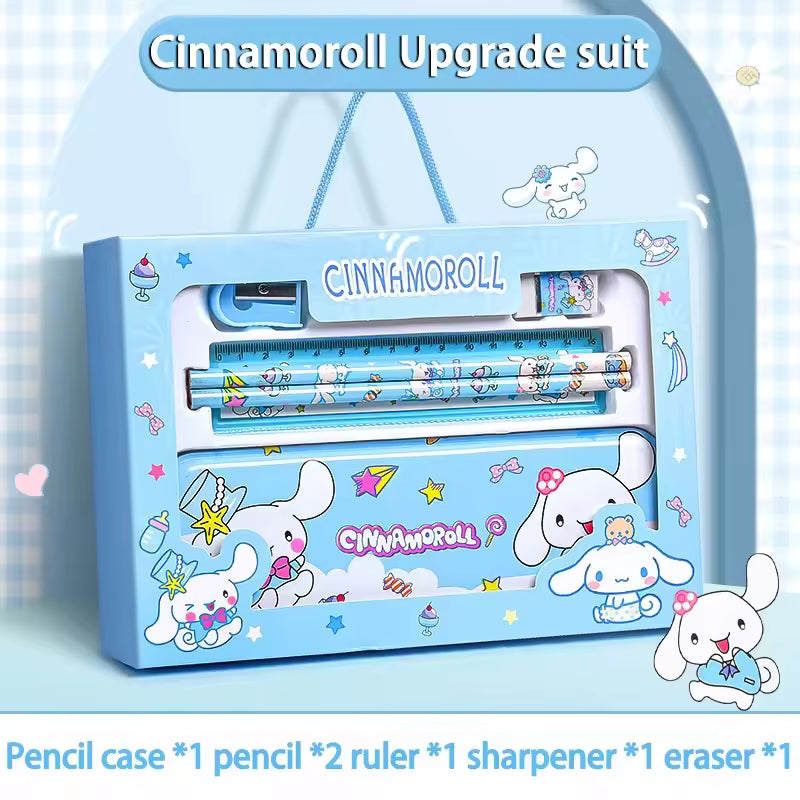 anrio 12PCS Kuromi Stationery Set Cinnamoroll My Melody Pencils Erasers Rulers Student School Supplies Study Stationery Gifts