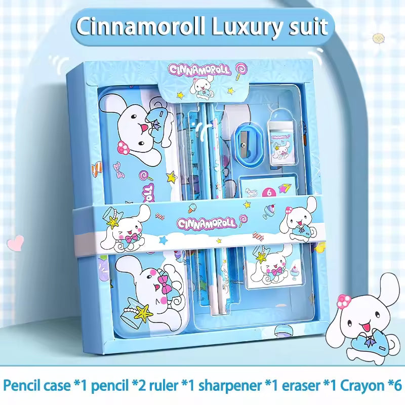 anrio 12PCS Kuromi Stationery Set Cinnamoroll My Melody Pencils Erasers Rulers Student School Supplies Study Stationery Gifts