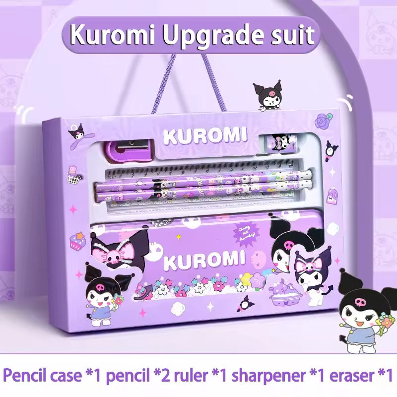 anrio 12PCS Kuromi Stationery Set Cinnamoroll My Melody Pencils Erasers Rulers Student School Supplies Study Stationery Gifts