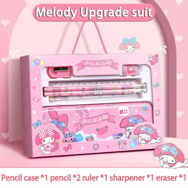 anrio 12PCS Kuromi Stationery Set Cinnamoroll My Melody Pencils Erasers Rulers Student School Supplies Study Stationery Gifts