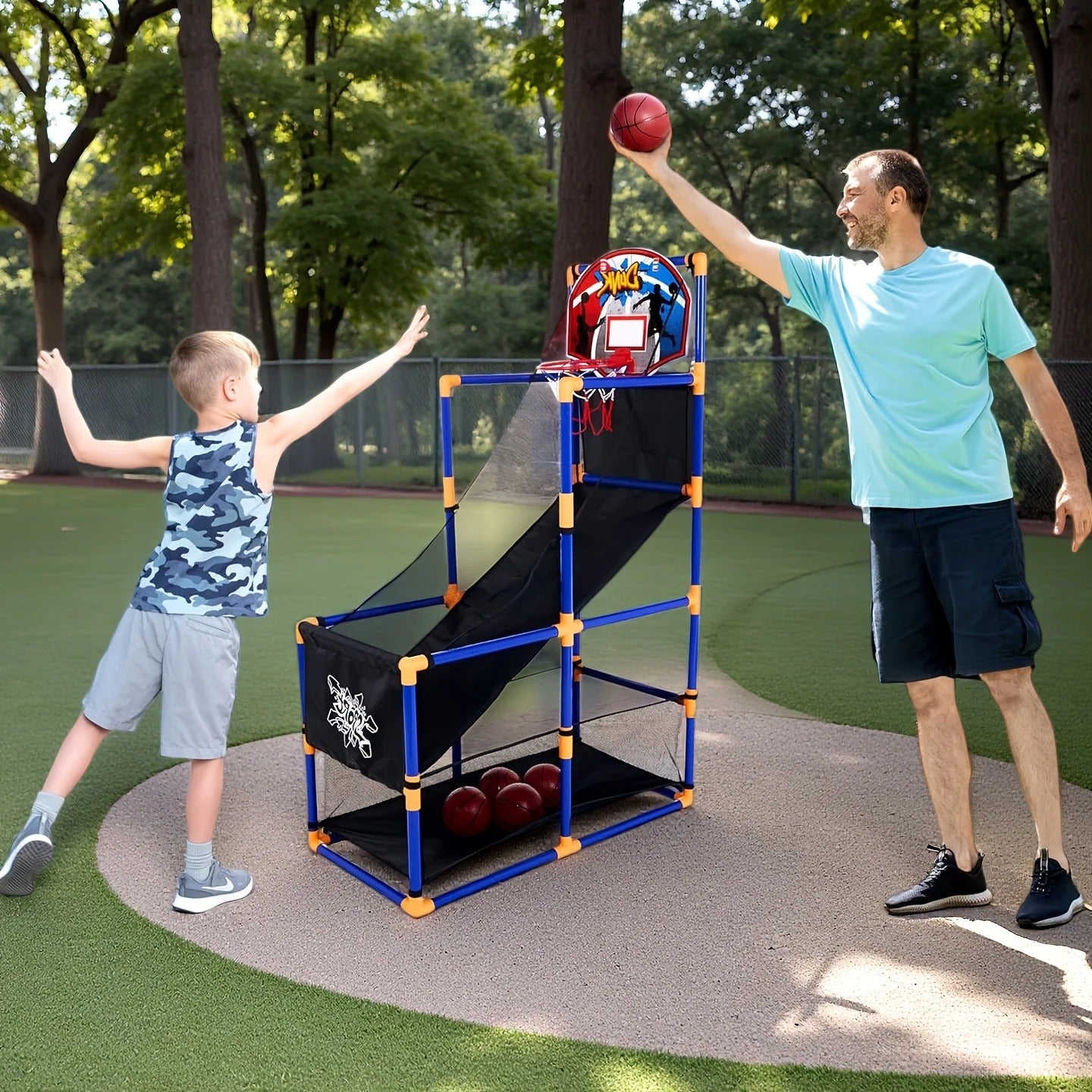 Joyfy LED Scoring Arcade Basketball Game with 4 Balls Adjustable Height 44"-55"Basketball Stand Hoop Toys Gift for Ages 3-12 Boy