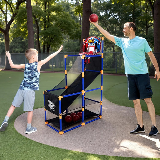 Joyfy LED Scoring Arcade Basketball Game with 4 Balls Adjustable Height 44"-55"Basketball Stand Hoop Toys Gift for Ages 3-12 Boy