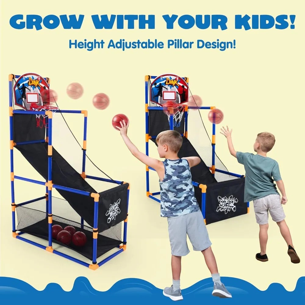 Joyfy LED Scoring Arcade Basketball Game with 4 Balls Adjustable Height 44"-55"Basketball Stand Hoop Toys Gift for Ages 3-12 Boy