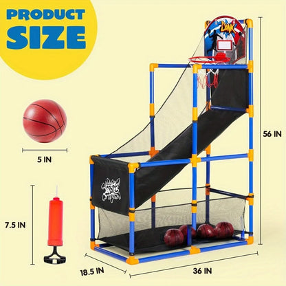 Joyfy LED Scoring Arcade Basketball Game with 4 Balls Adjustable Height 44"-55"Basketball Stand Hoop Toys Gift for Ages 3-12 Boy