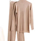 Autumn Winter 2 Pieces Women Sets Knitted Tracksuit Turtleneck Sweater and Straight Jogging Pants Suits