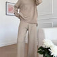 Autumn Winter 2 Pieces Women Sets Knitted Tracksuit Turtleneck Sweater and Straight Jogging Pants Suits