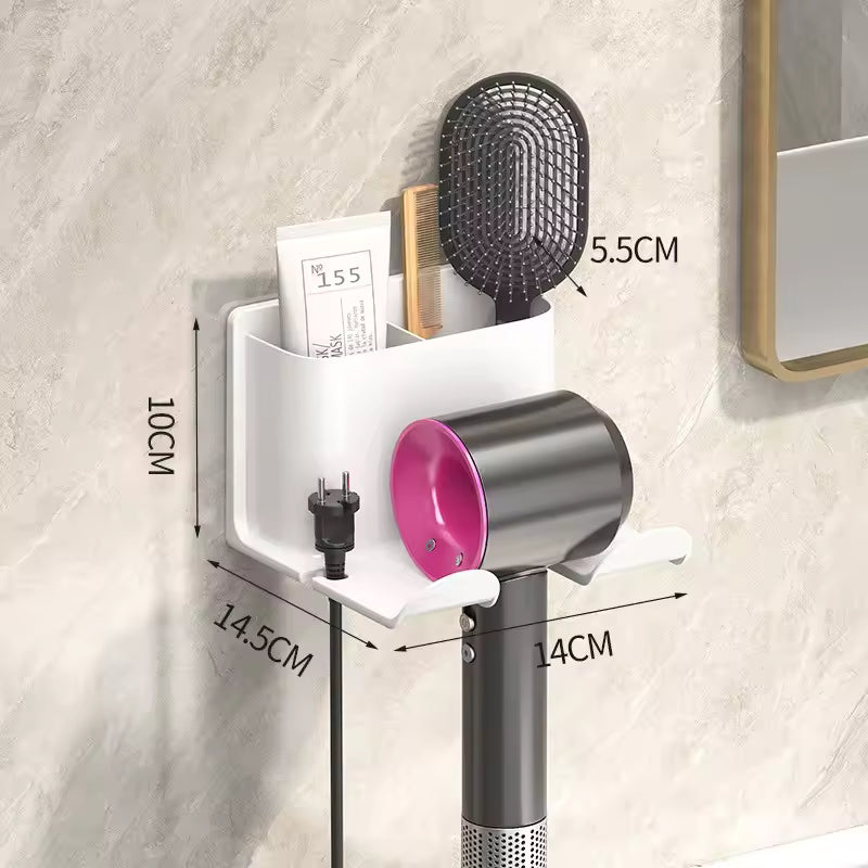 1pc Hair dryer storage rack, non perforated bathroom wall mounted bracket, bathroom air duct storage