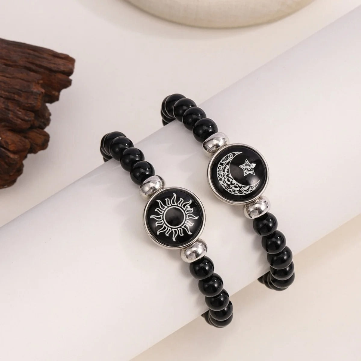 Glow in the Dark Sun Moon Star Pattern Glass Bead Couple Bracelet for Women and Men Luminous Matching Bangles Valentine's Jewelry 1 item for sale Sold by: HongTaiYang Store ( 4.9 | 10,000+ sold )