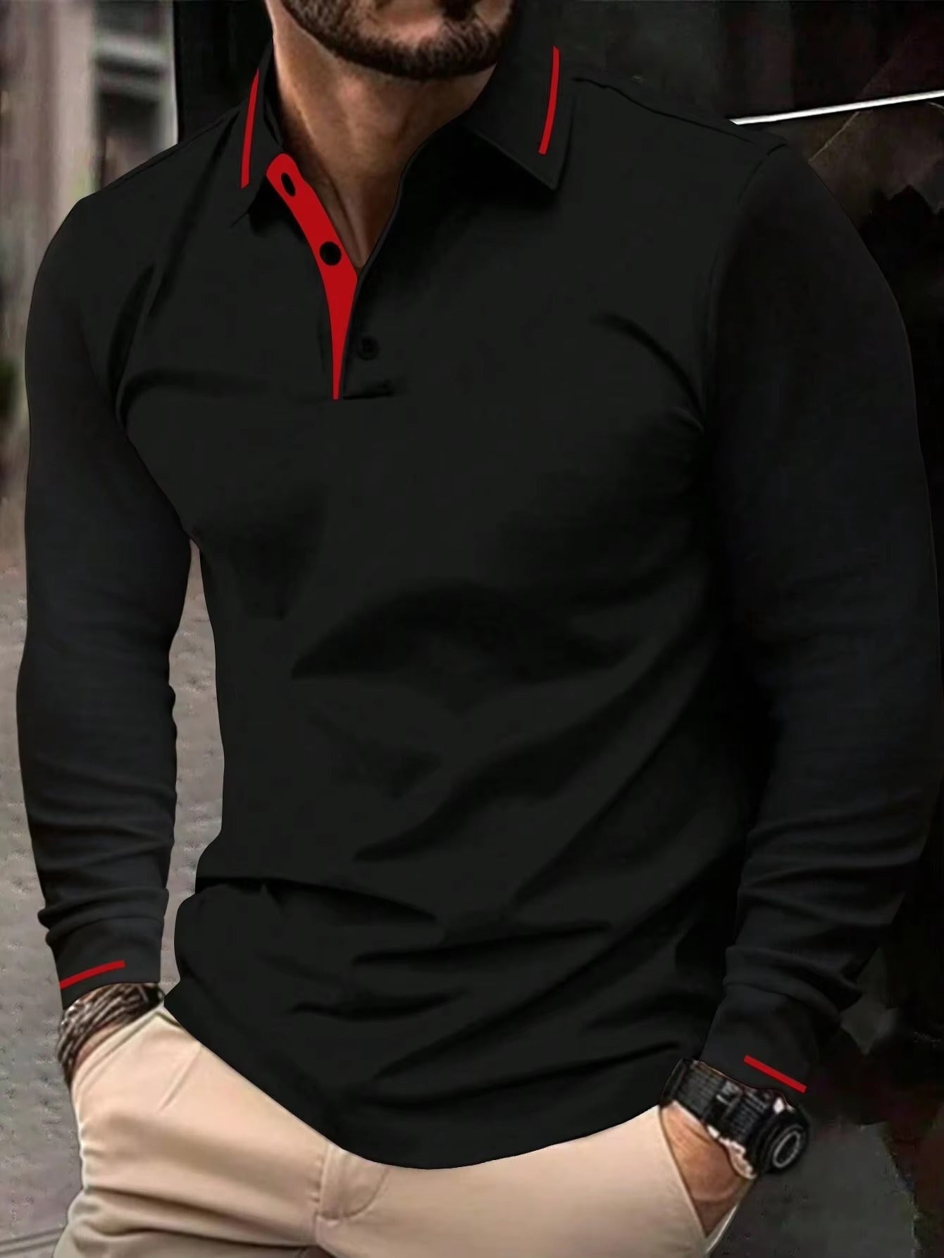 The new men's long-sleeved polo shirts for Spring/Autumn 2025 feature a casual and fashionable 3D pattern print.