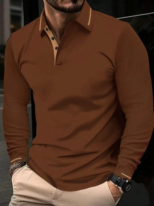 The new men's long-sleeved polo shirts for Spring/Autumn 2025 feature a casual and fashionable 3D pattern print.